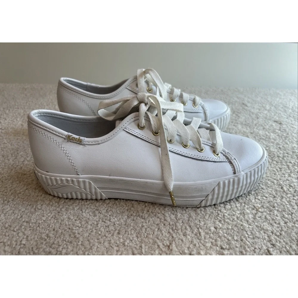 Keds Triple Kick WH57310 Leather White Platform Sneakers Shoes Lace Up